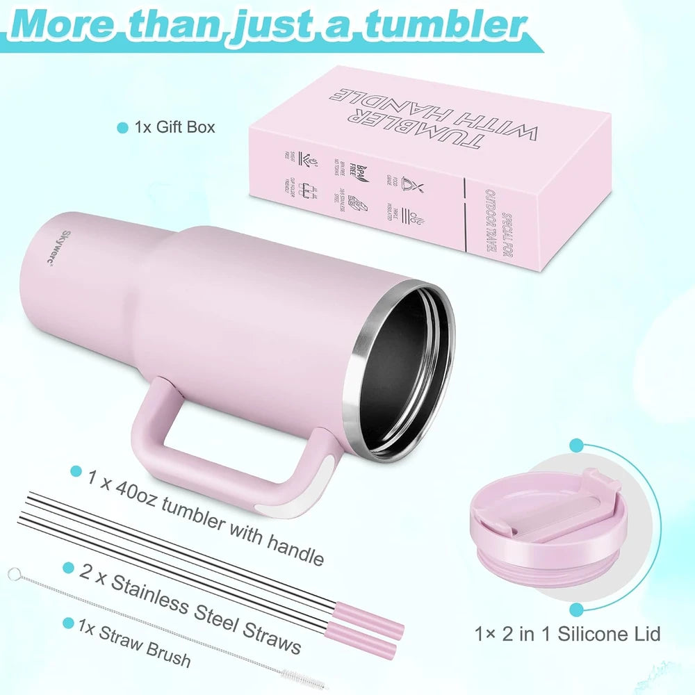 Lavender Insulated Travel Tumbler with Handle