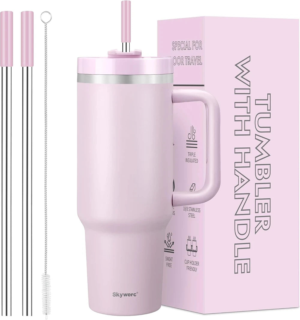 Lavender Insulated Travel Tumbler with Handle